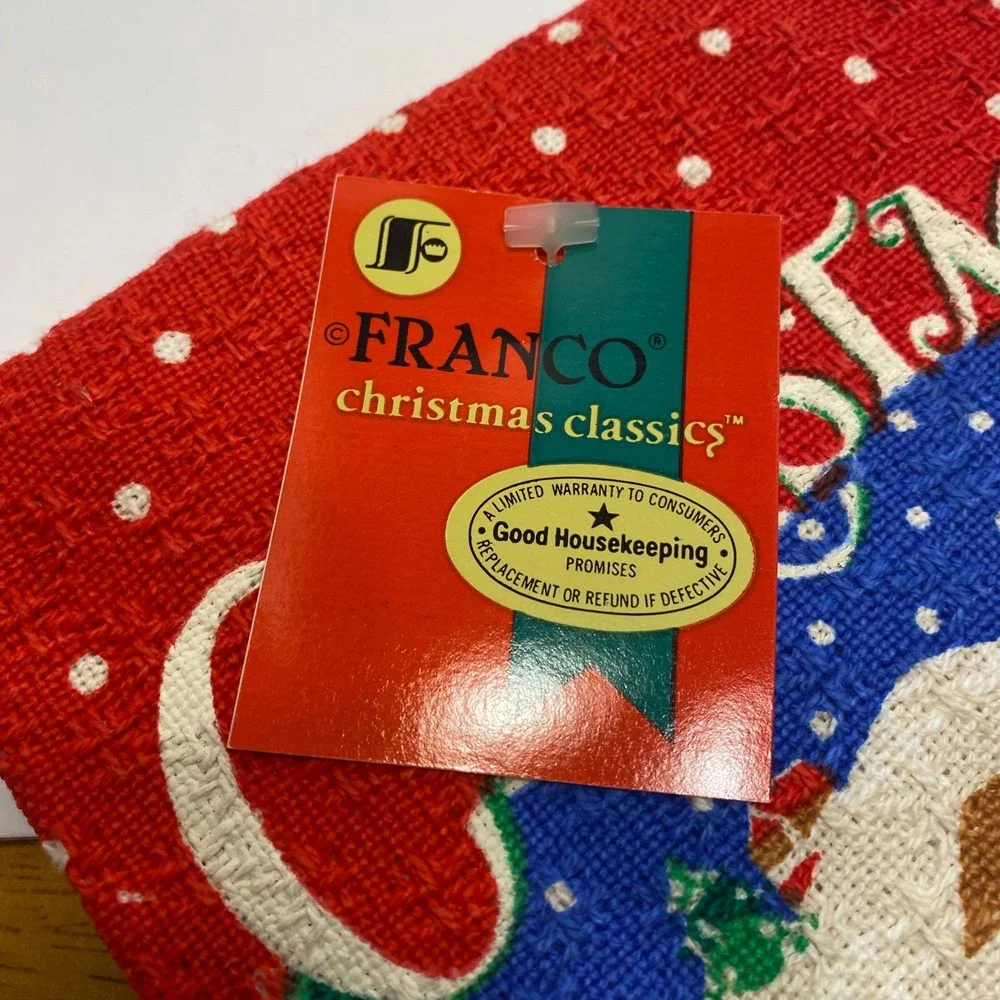 Franco Christmas Classics‎ Kitchen Towels Set 2 Red Cream NEW Vintage Geese